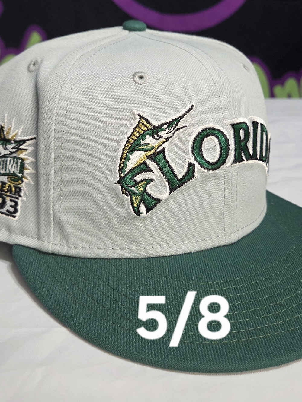 New Era 7 5/8 - Topperz - Two Tone Florida Gold Marlins